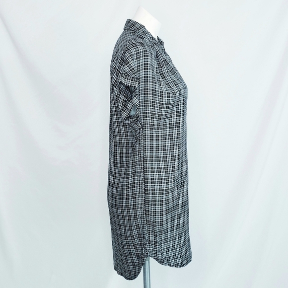 Madewell Plaid Central Shirt Dress Thompson Black & White - Picture 4 of 11